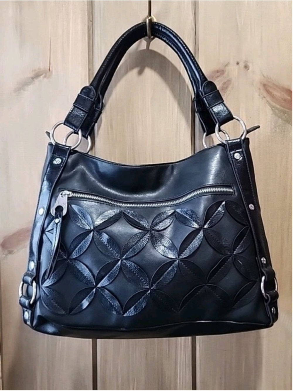Relic Shoulder Bag Black Vegan Biker Babe, Sexy Grandma, EUC